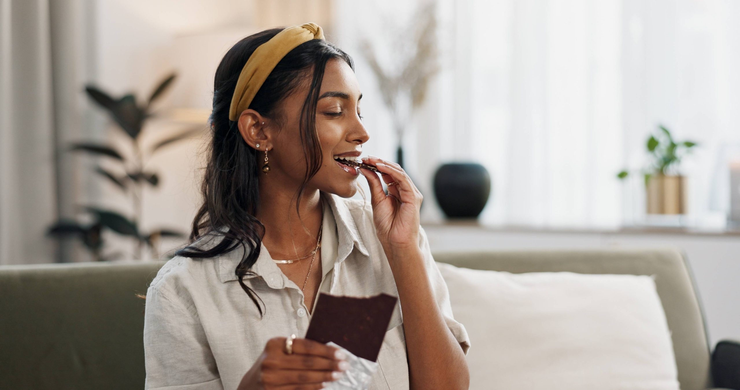 Woman enjoying chocolate