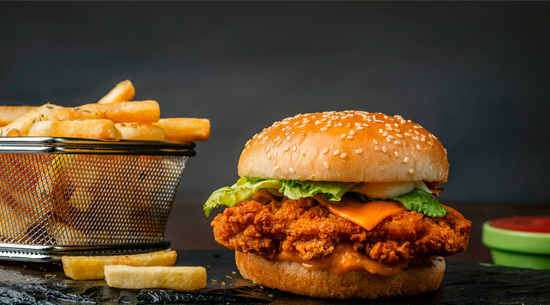 Crispy Chicken Burger and Fries