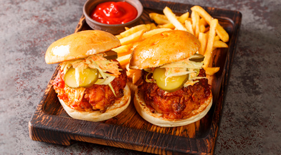 Nashville Hot Chicken Sandwich and Fries